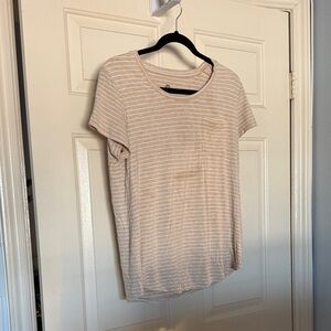 Kindred Bravely Beige Striped Short Sleeve Tee